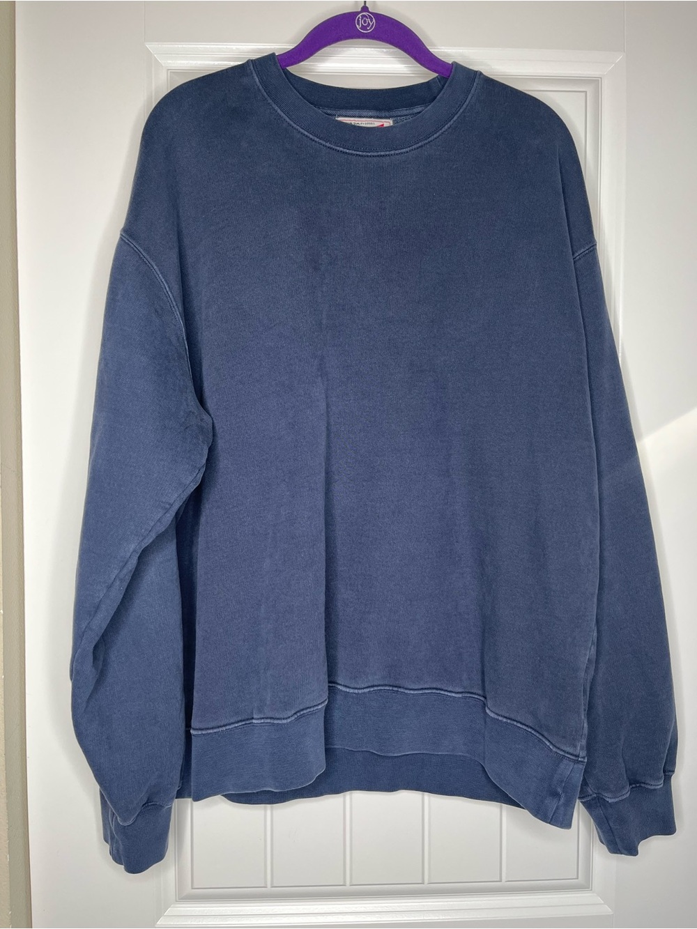 Madewell Brushed Terry Crewneck Sweater Navy Blue Mens Large Retro 90s Classic